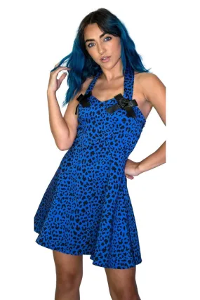 Aqua Leopard Blue Mini Dress - Jessica