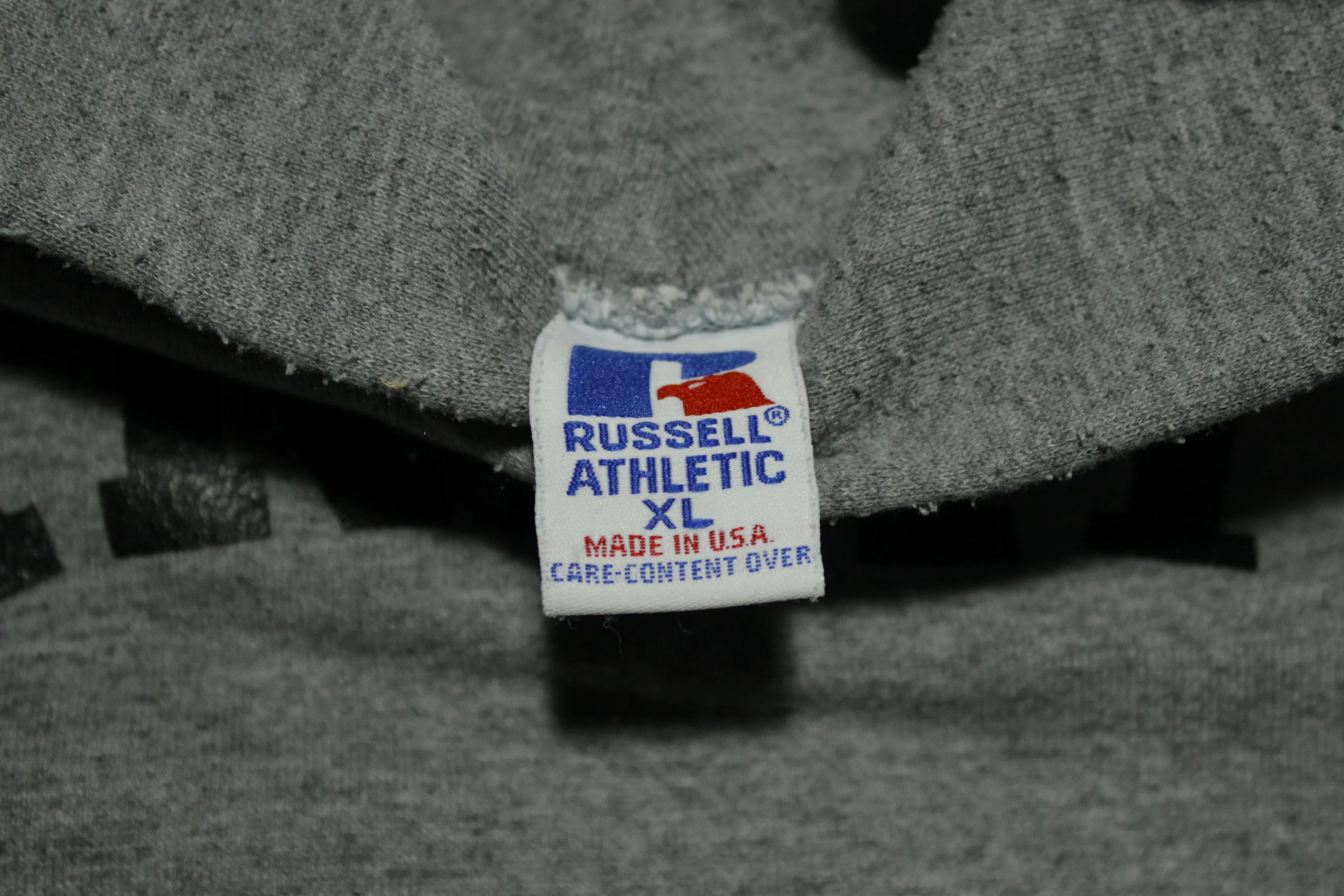 Army Heathered Gray Big Spellout Vintage 90's Russell Crewneck Hoodie Sweatshirt