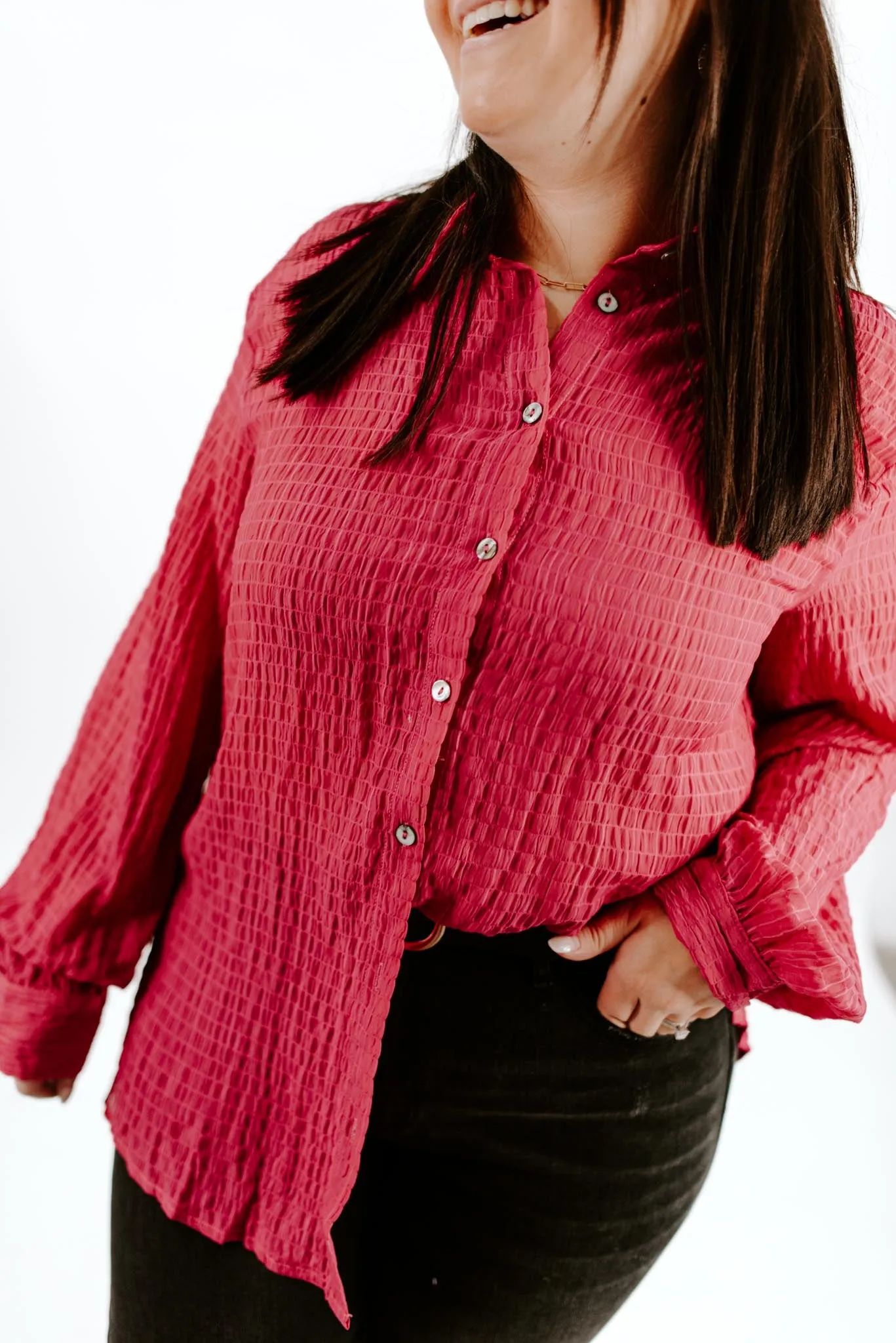 Bethany Textured Button Blouse