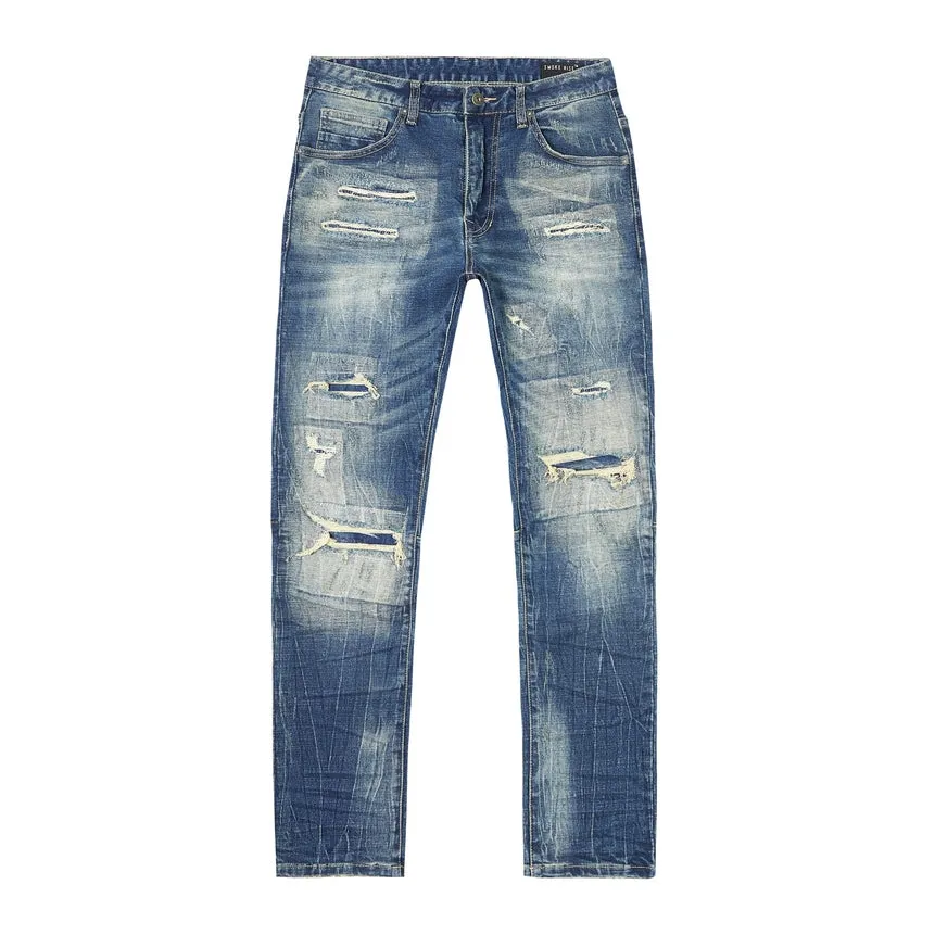 Big and Tall - Distressed Rip & Repair Denim Jeans - Westport Blue