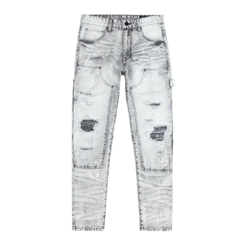 Big and Tall Rip & Repair Double Knee Jeans - Frost Grey