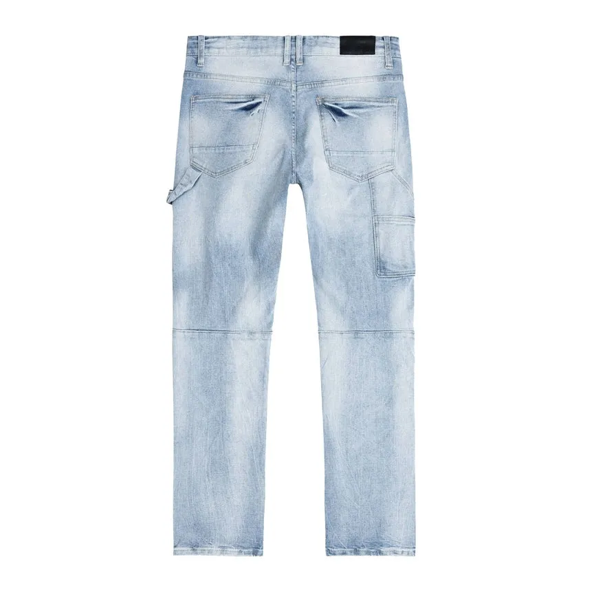 Big and Tall Rip & Repair Double Knee Jeans - Montauk Blue