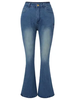 Blue 1930s High Waist Flare Jeans