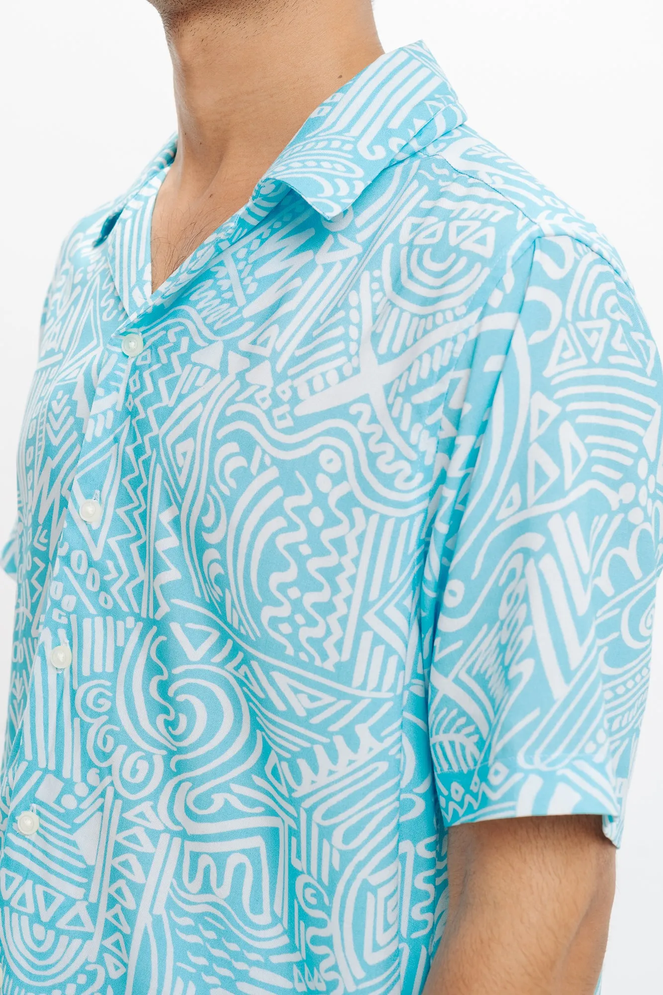 Blue Geo Printed Shirt