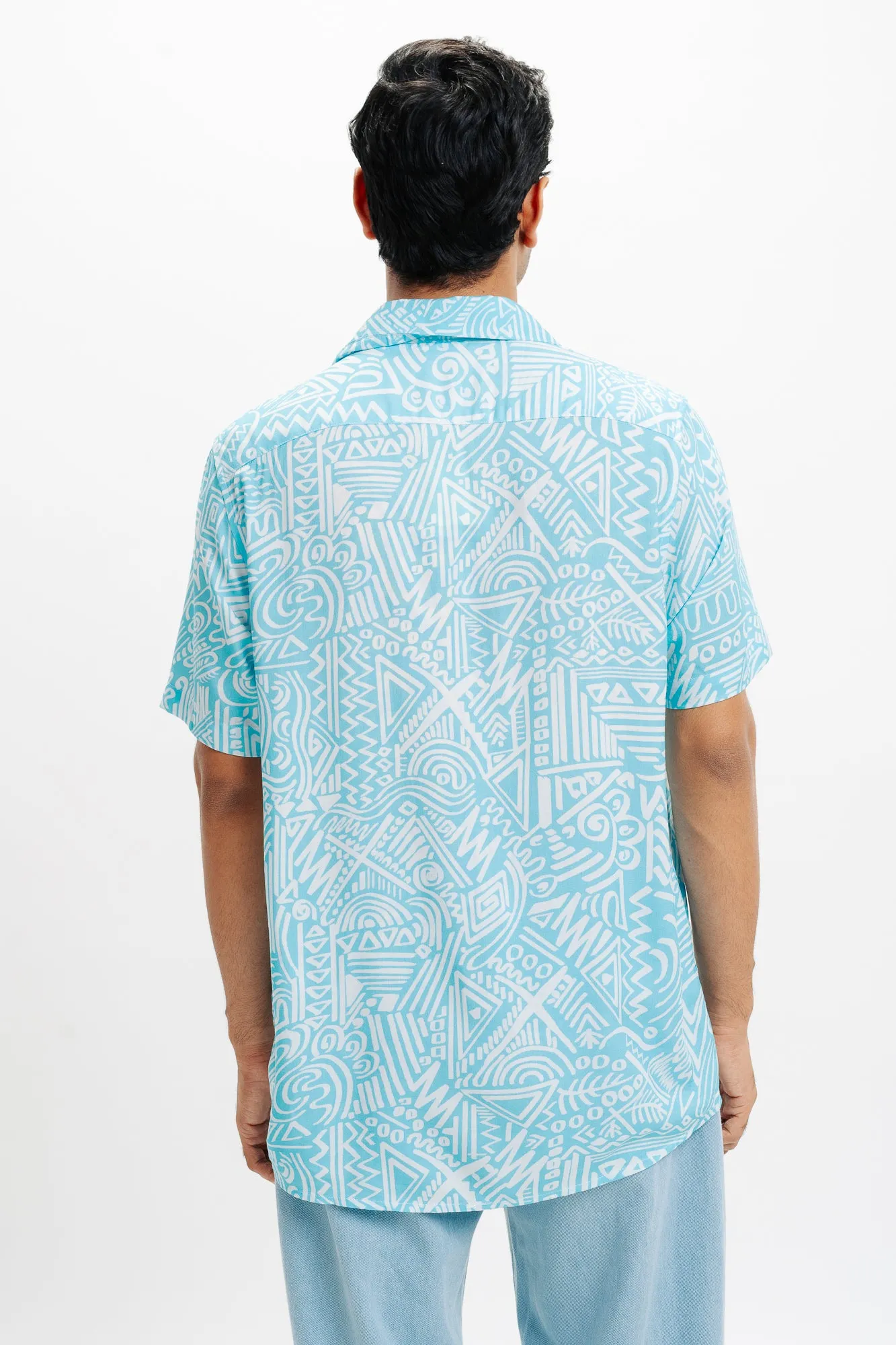 Blue Geo Printed Shirt