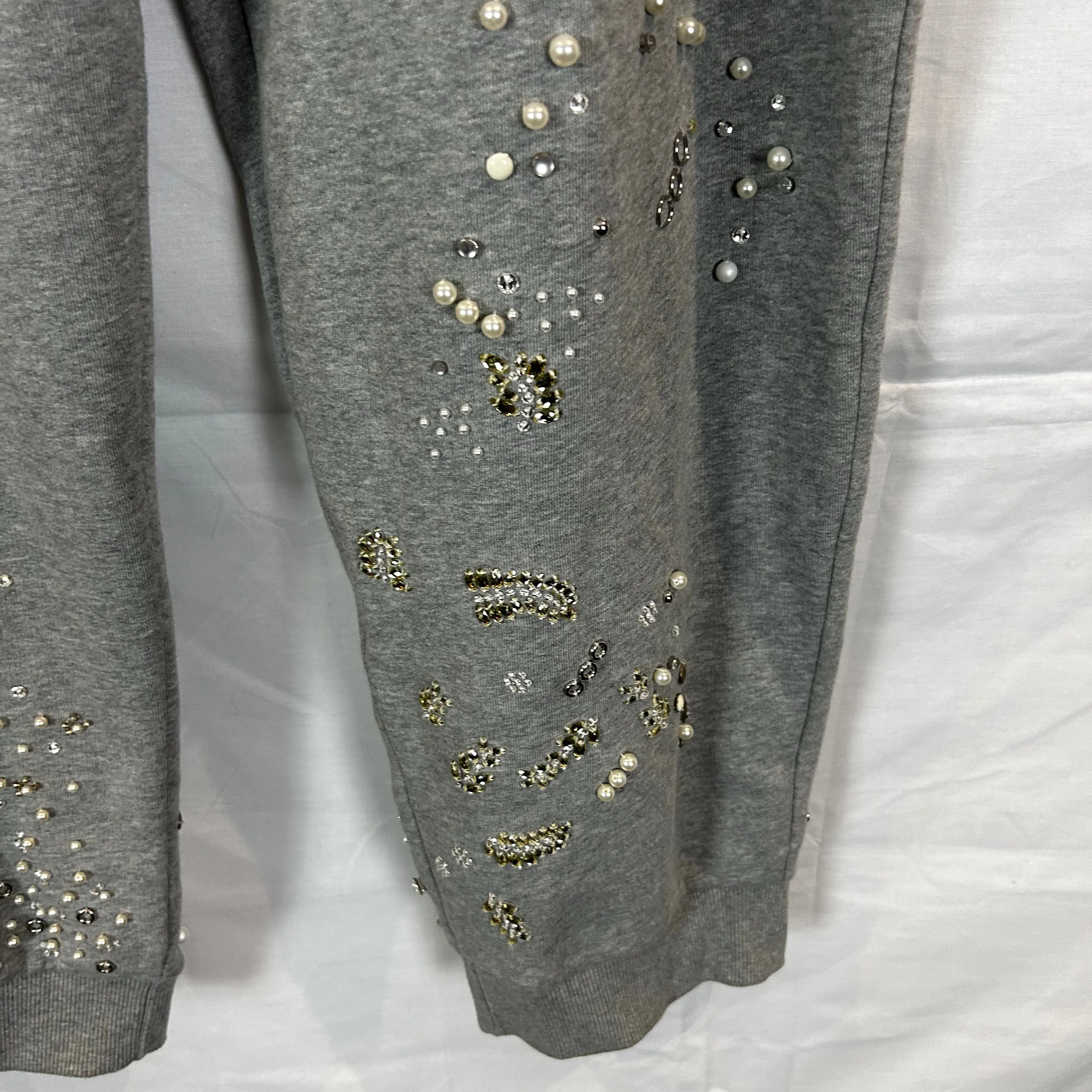 Burberry New Pearl & Crystal Embellished Grey Sweatpants S