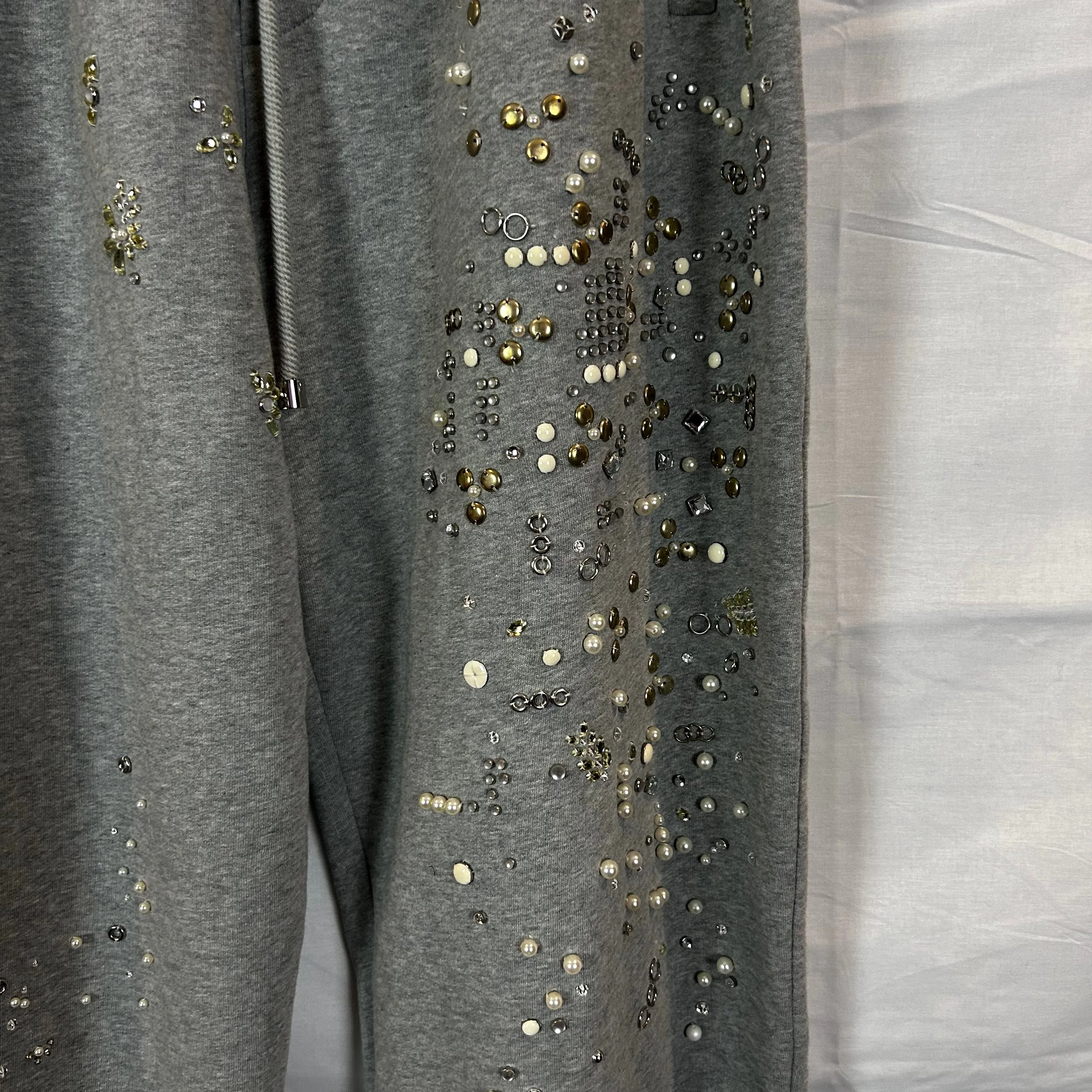 Burberry New Pearl & Crystal Embellished Grey Sweatpants S