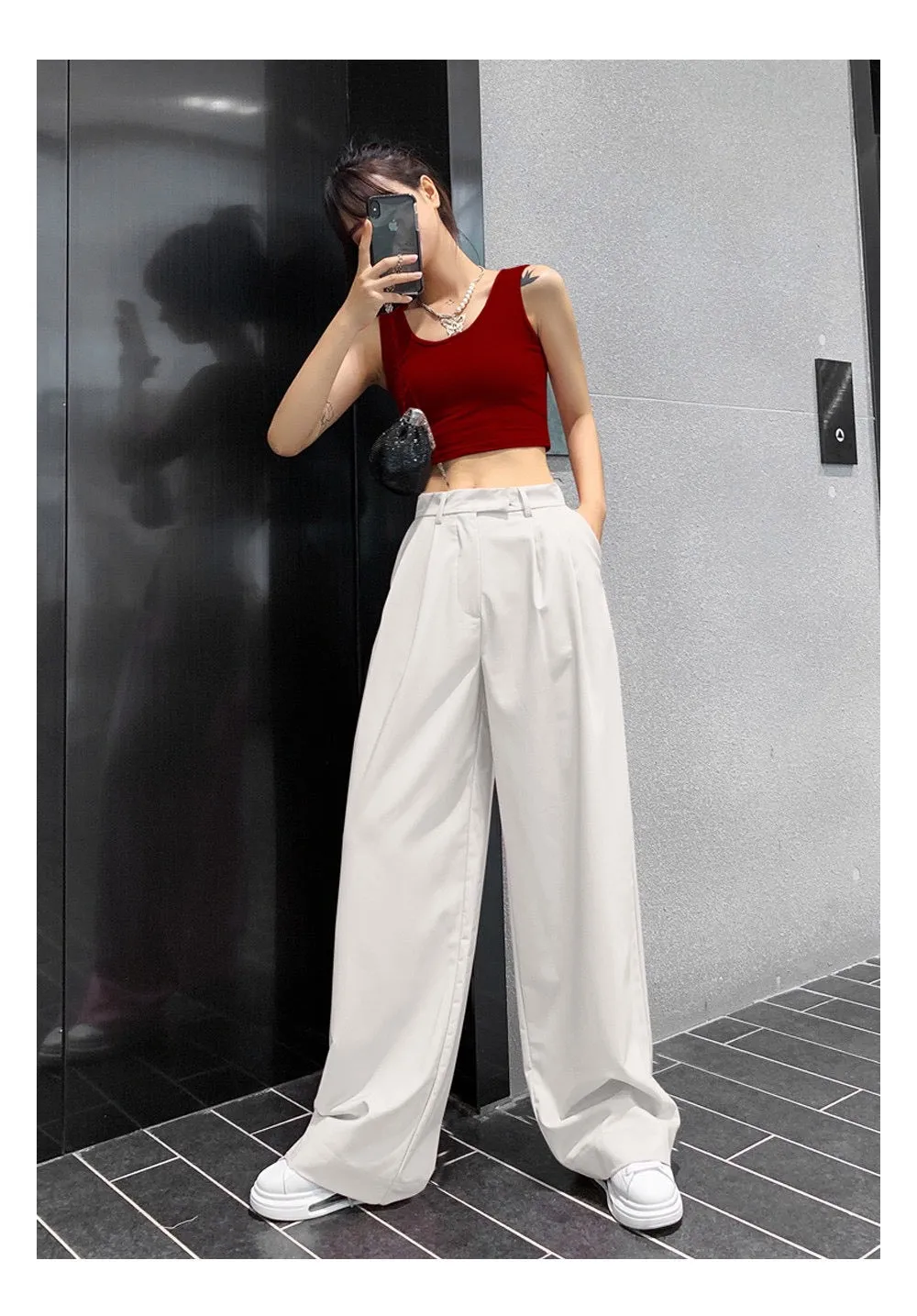 Classic Double Pleated Wide Leg Pants