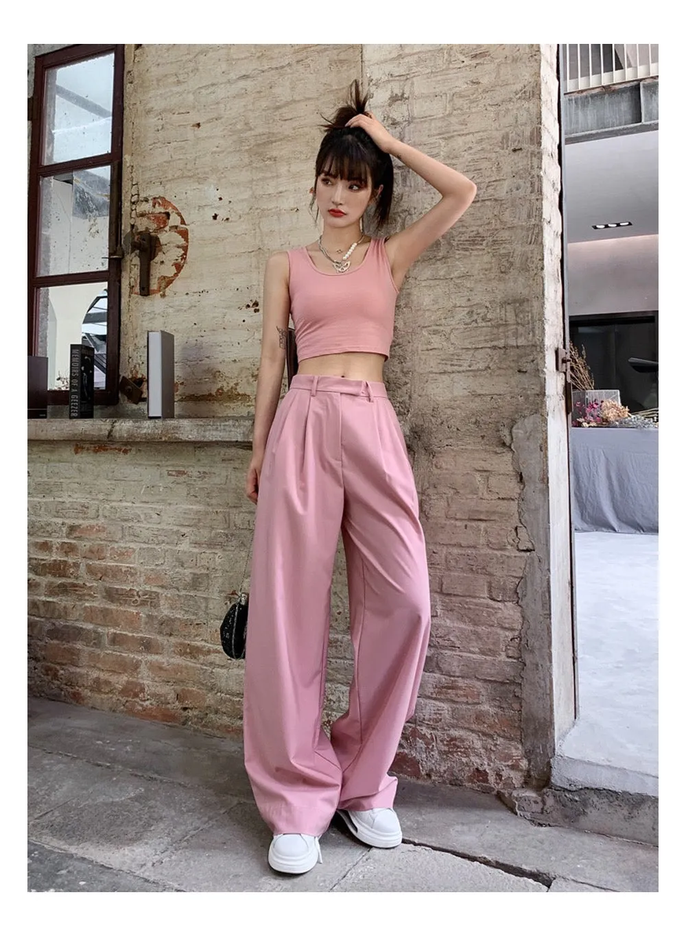 Classic Double Pleated Wide Leg Pants