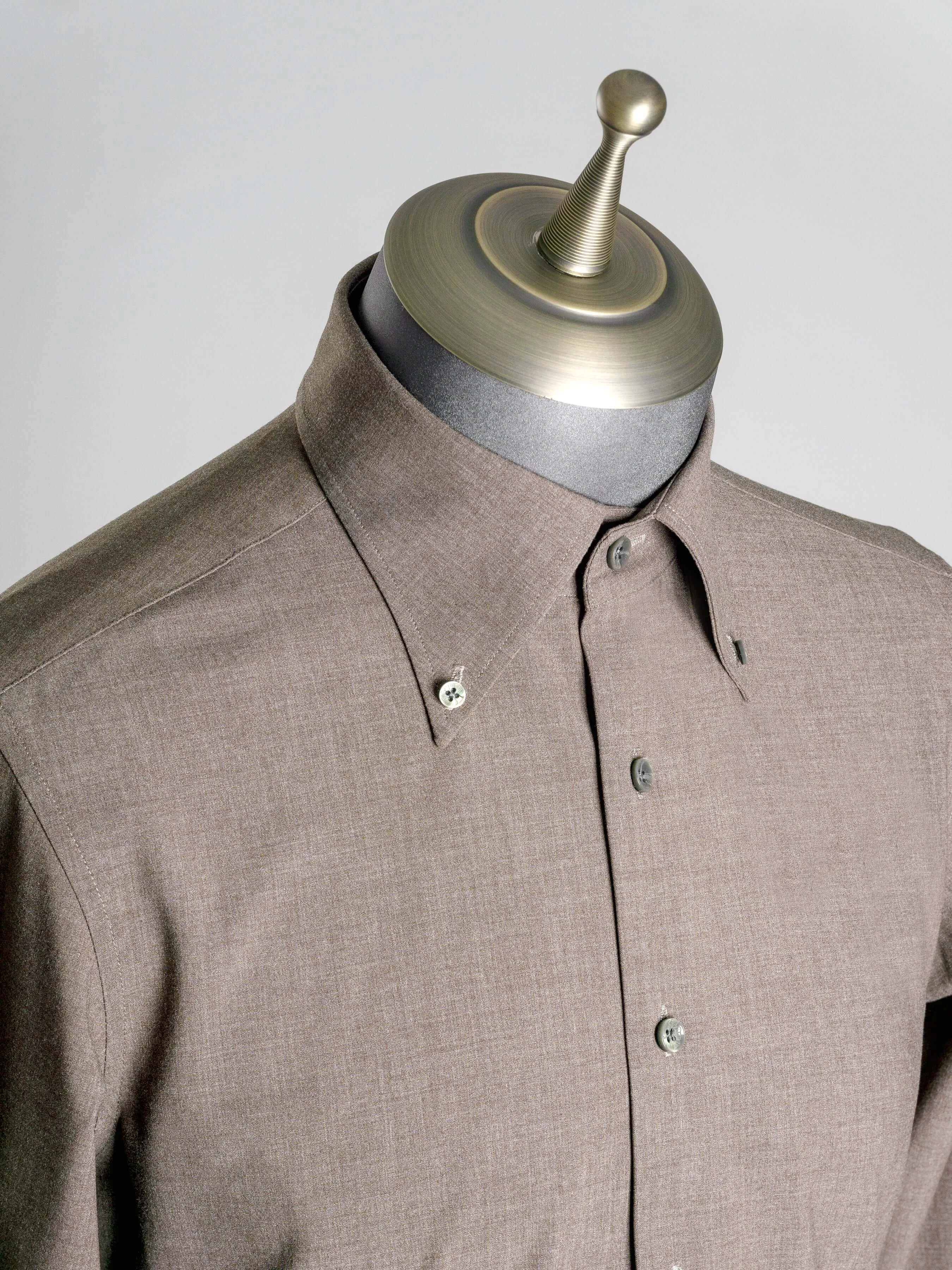 Elio Formal Shirt - Coffee Button-Down Collar