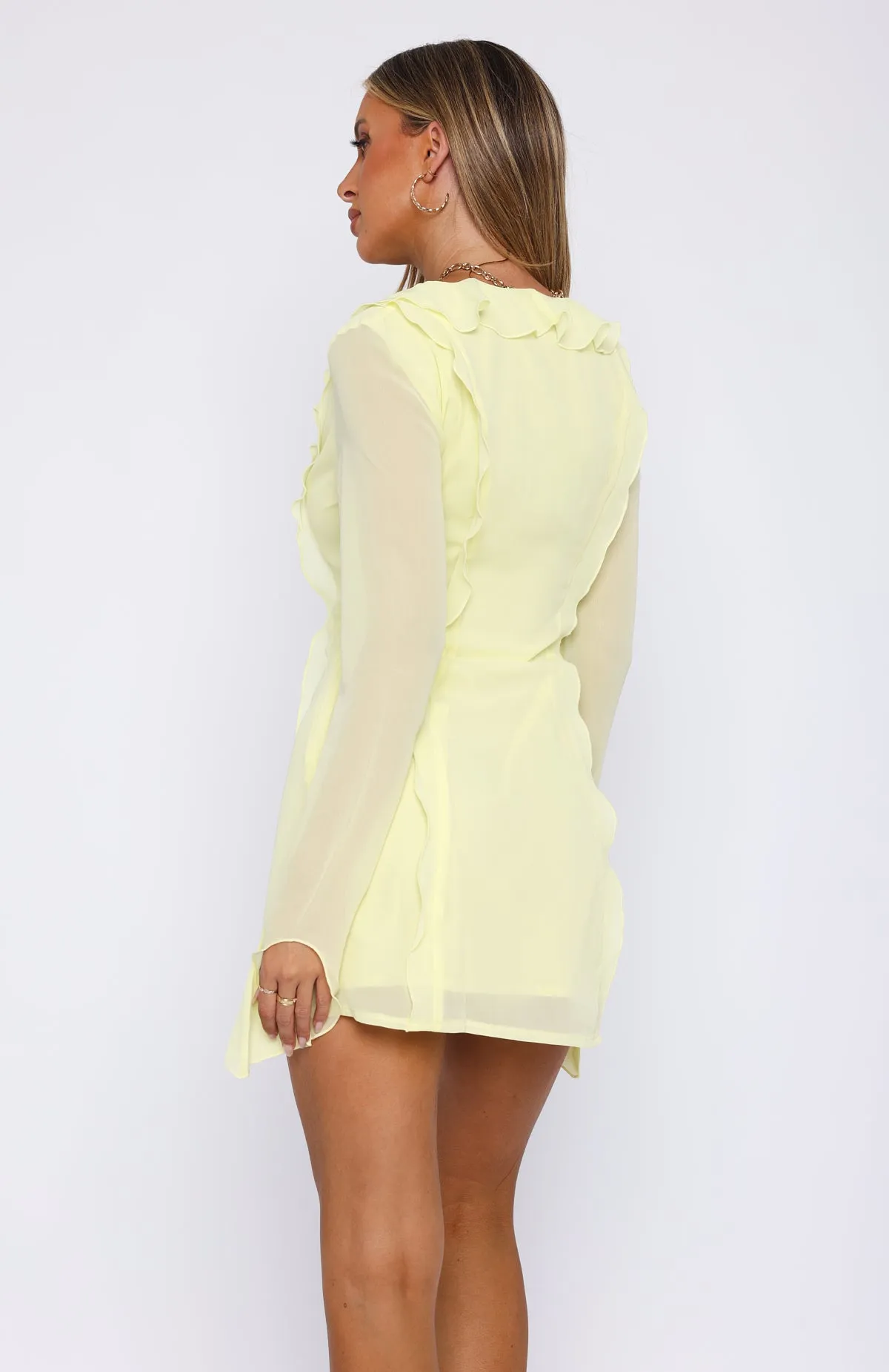 Falling To Pieces Long Sleeve Mini Dress Pastel Citrus