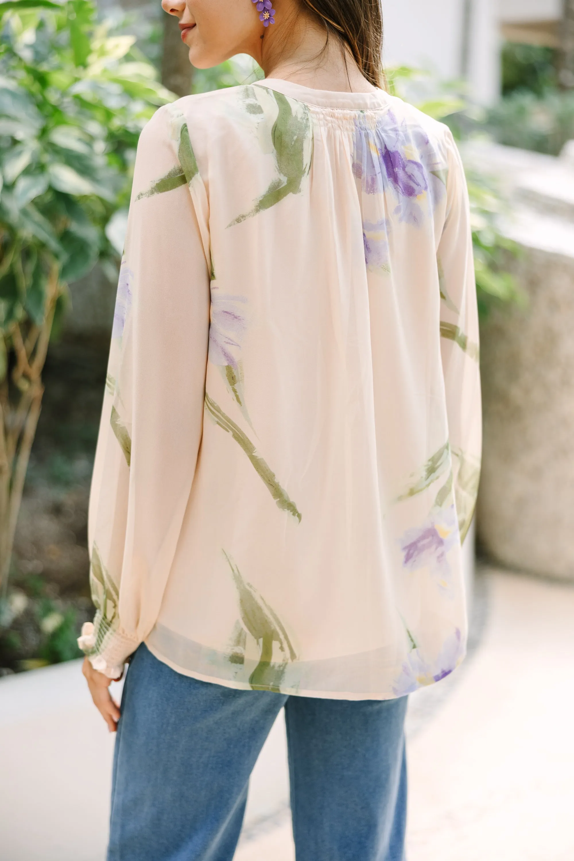 Fresh Start Peach Pink Floral Blouse