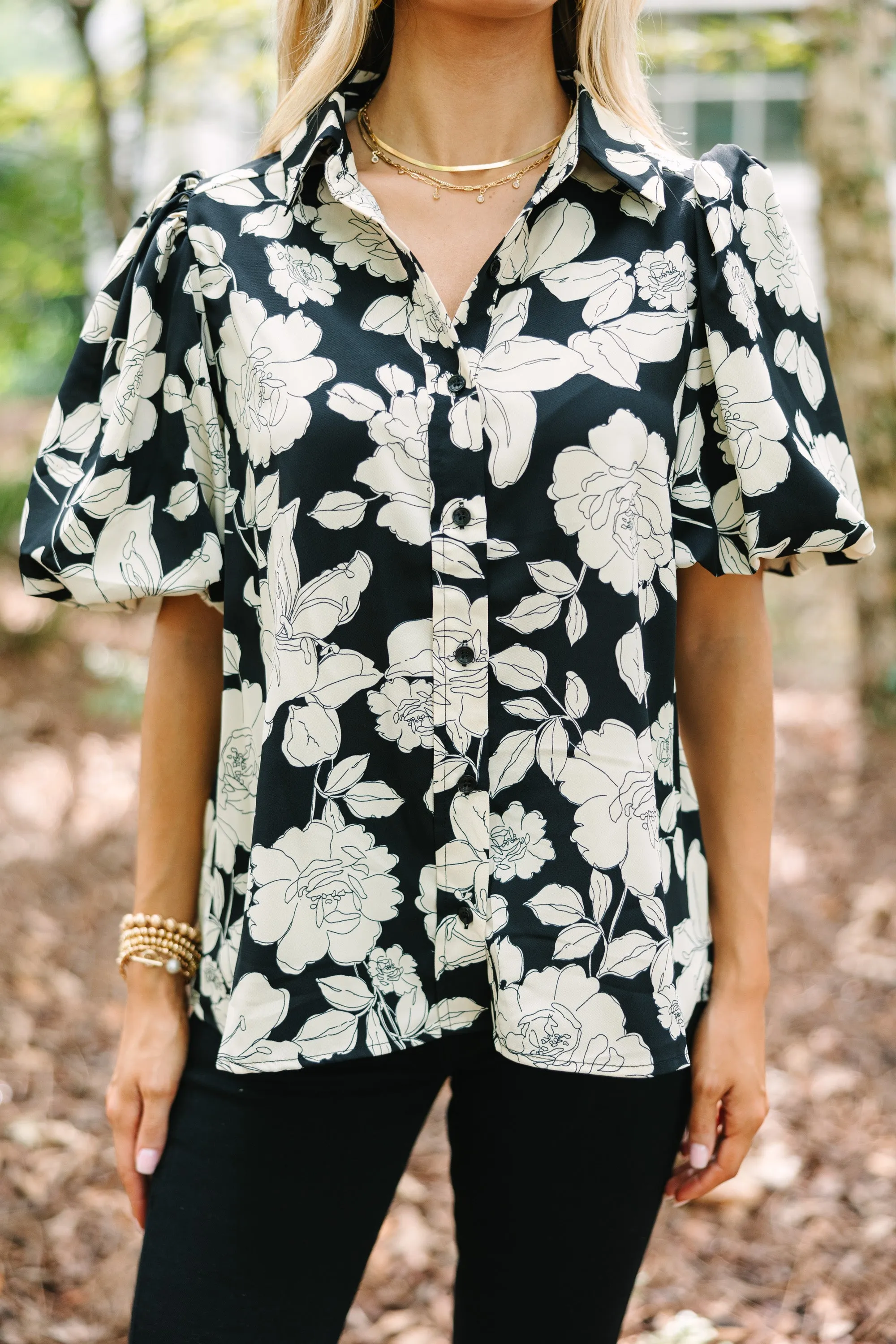 Get What You Love Black Floral Blouse