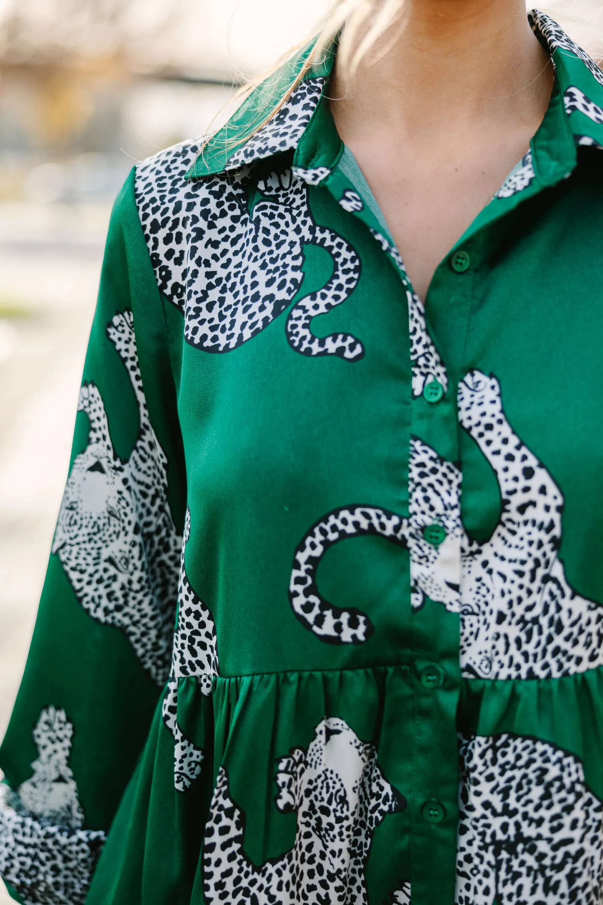 Give Your All Green Leopard Dress