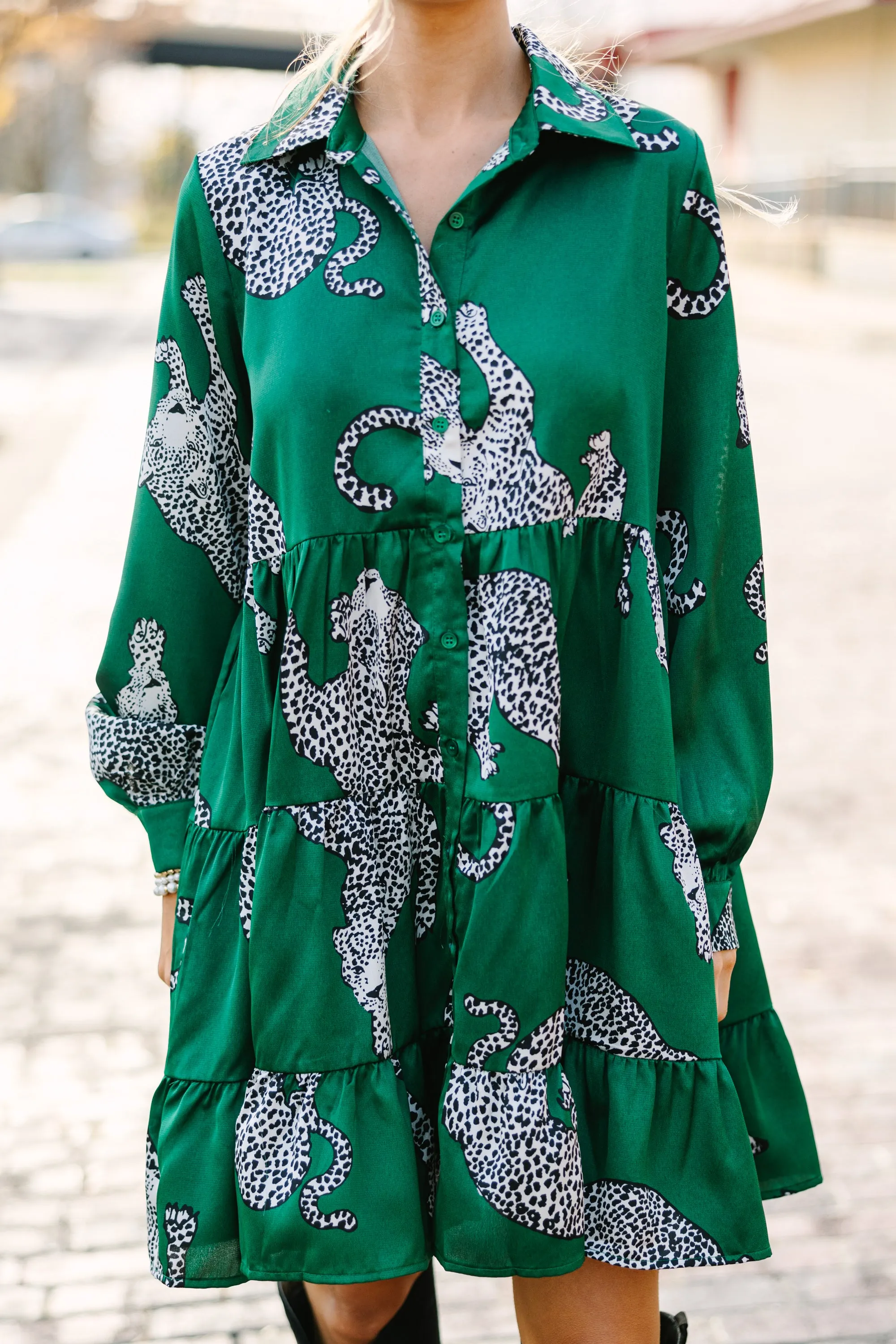 Give Your All Green Leopard Dress