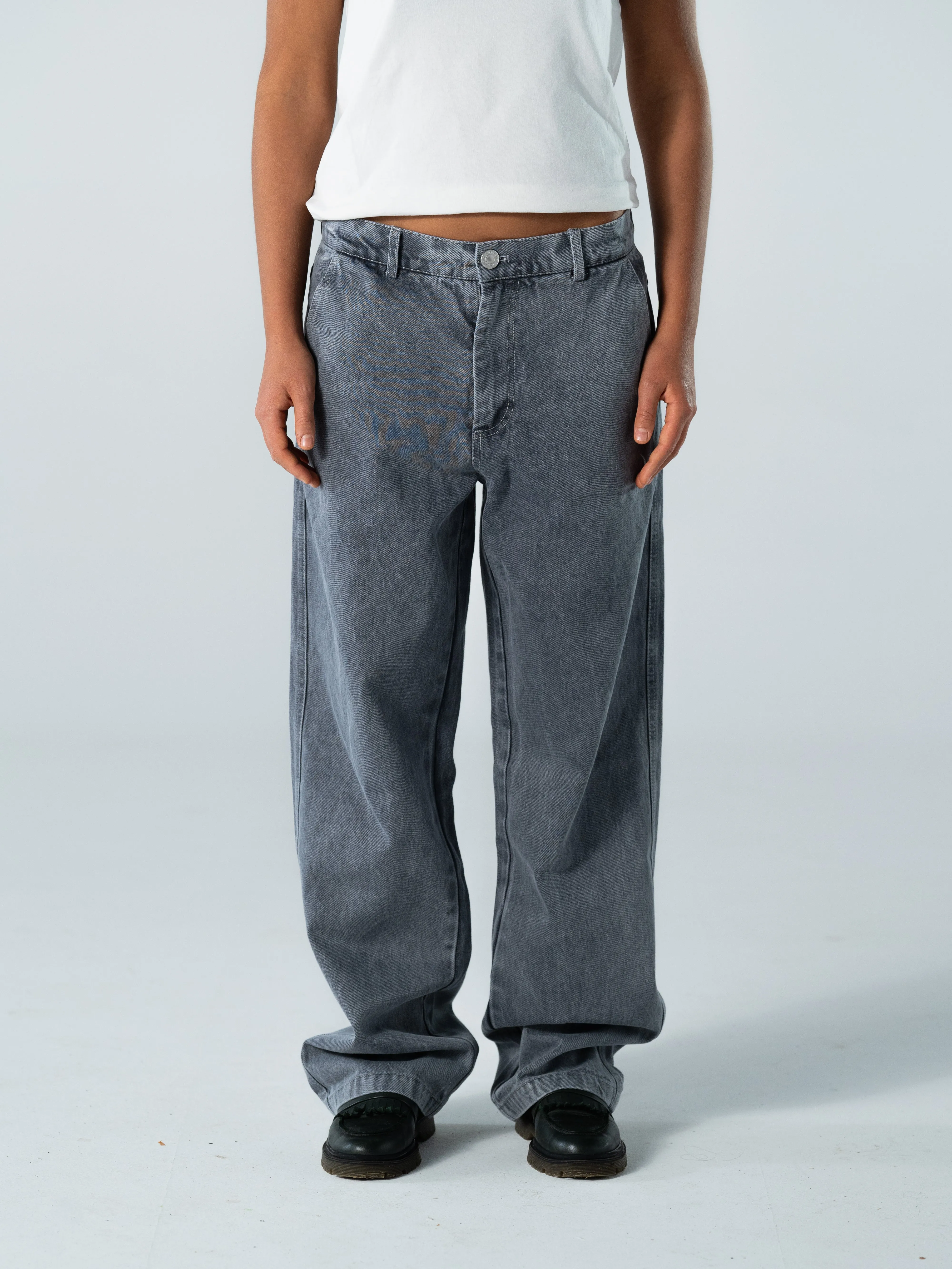 Grey Washed Baggy Jeans