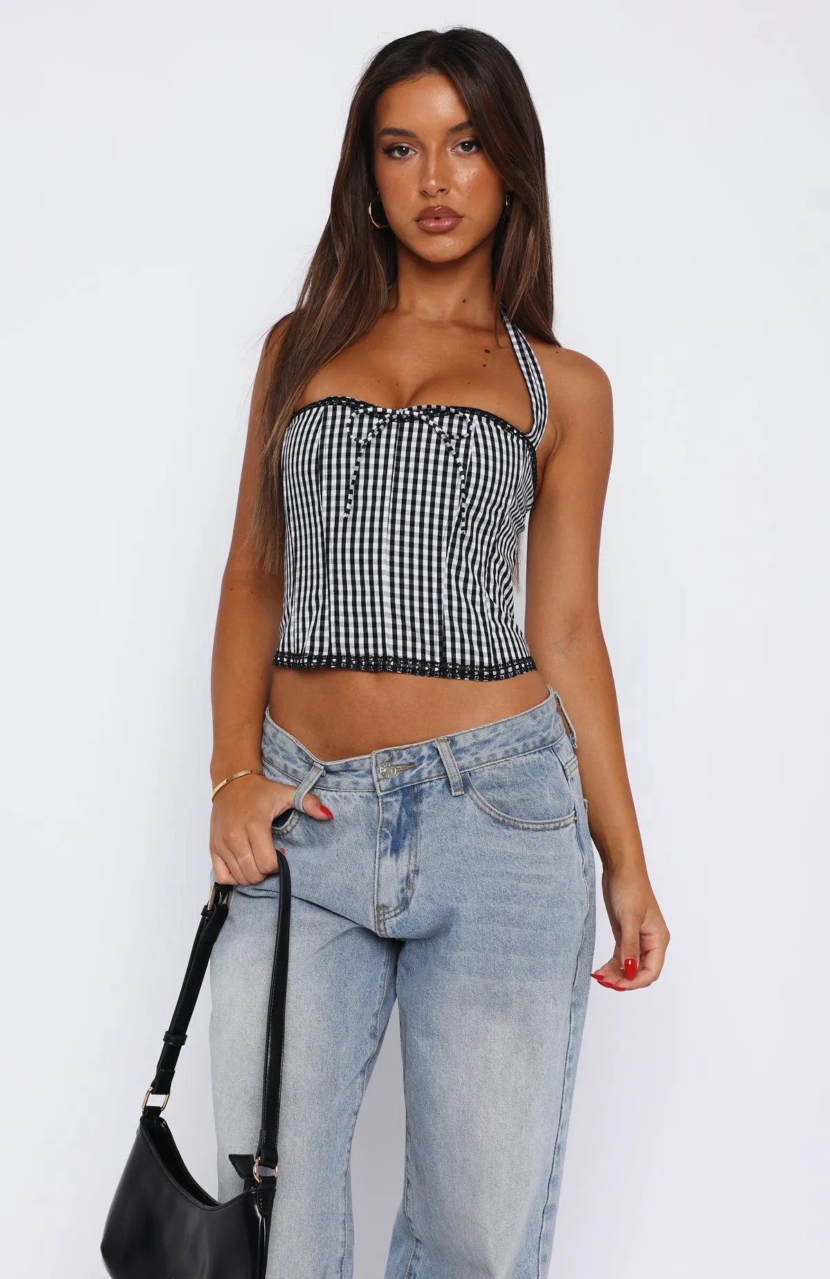 Have To Let Go Bustier Black Gingham