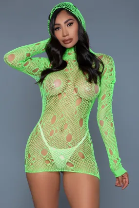 Hooded Fishnet Dress