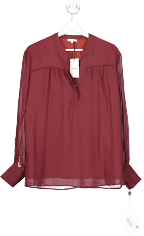 Iris & Ink Burgundy Half Button Down Blouse UK 12