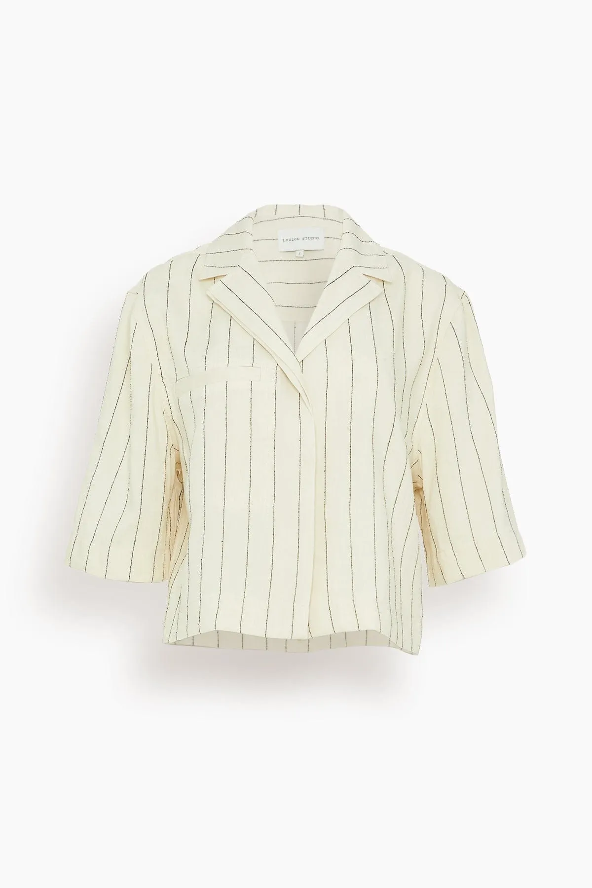 Lago Cropped Shirt in Ivory/Black