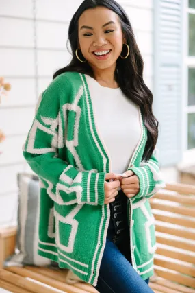 Live In Joy Green Geometric Cardigan