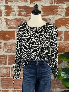 Lovestitch Abstract Blouse in Black and Natural