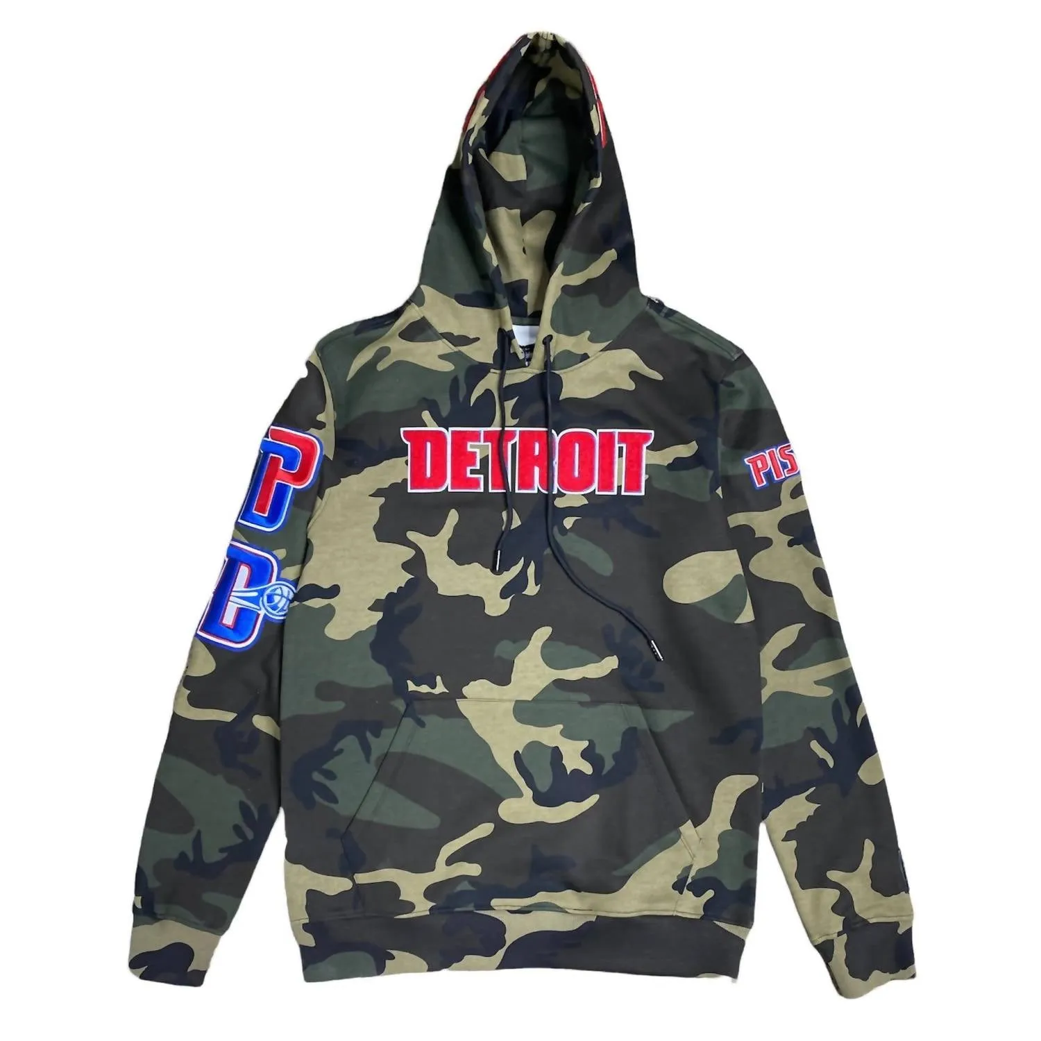 Men's Detroit Pistons Logo Pullover Hoodie In Camo