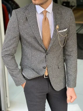 Men's Slim Fit Wool Patterned Blazer