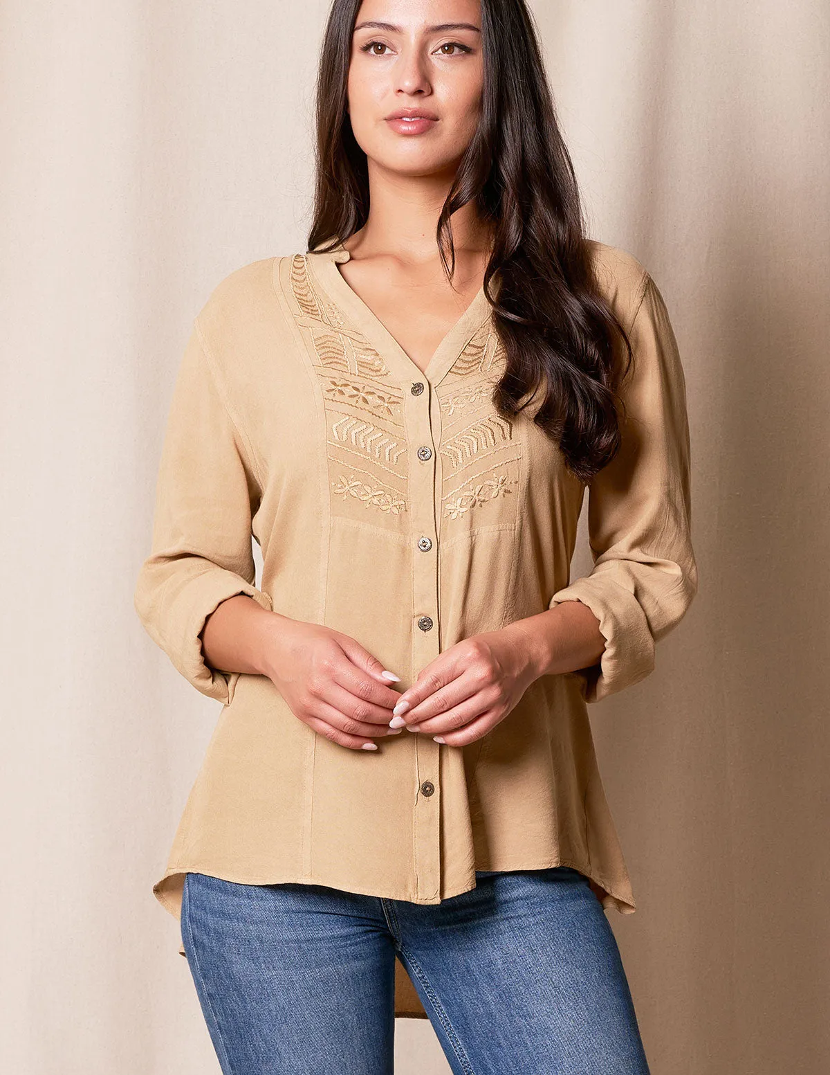 Myra Hi-Lo Vintage Shirt - Antique Gold