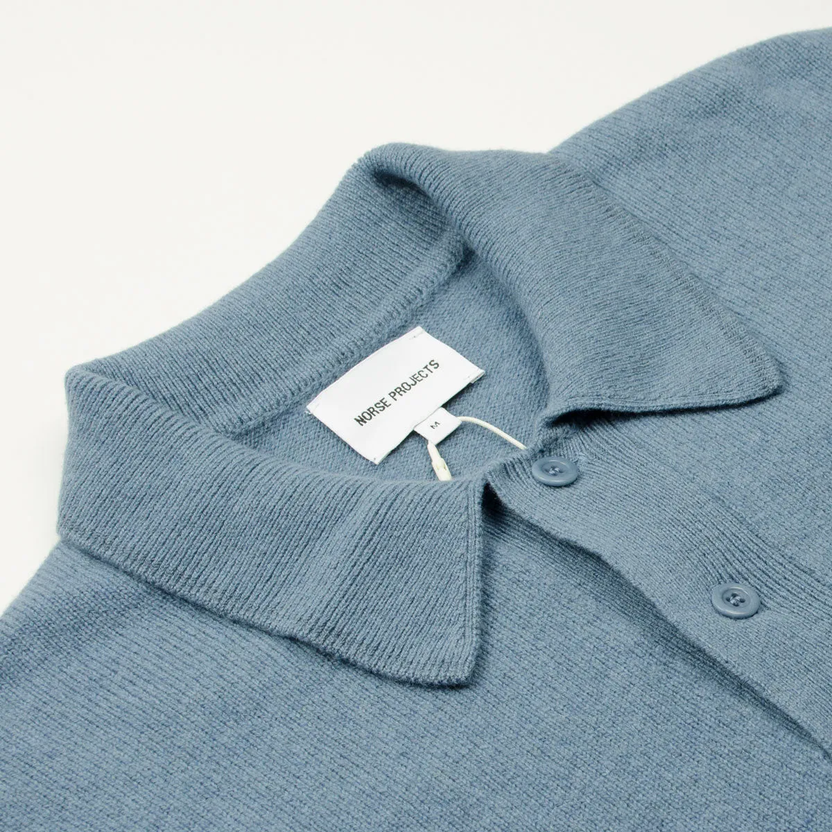 Norse Projects - Marco Merino Lambswool Polo - Stone Blue