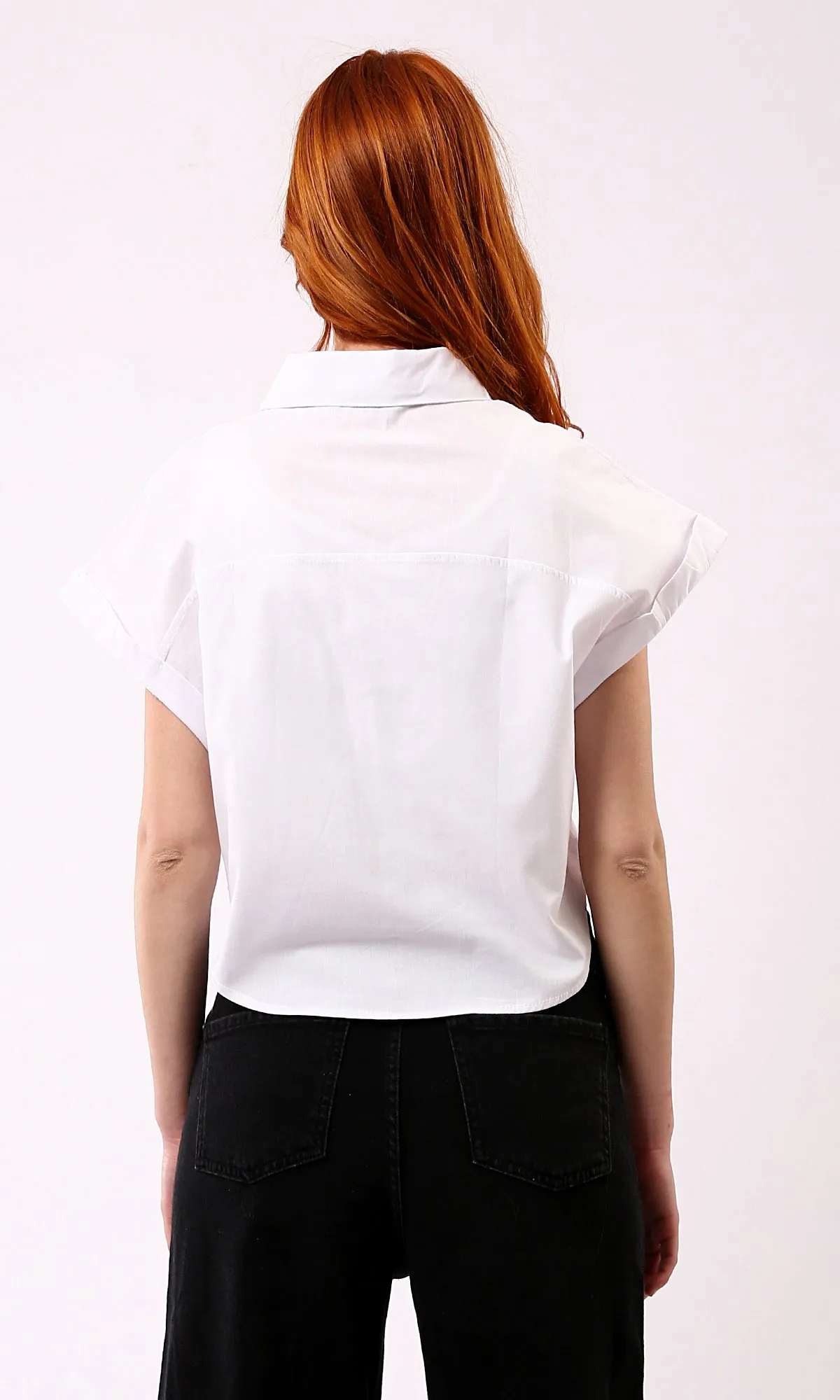 O181642 Full Buttons Down White Shirt With Front Pockets