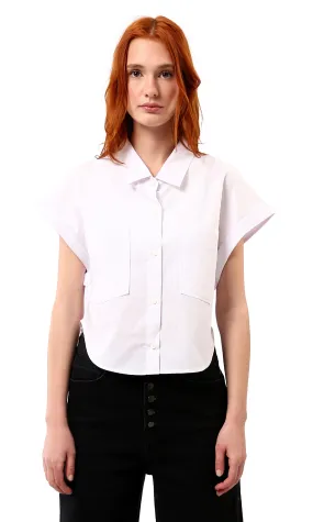 O181642 Full Buttons Down White Shirt With Front Pockets