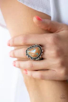 Paparazzi Adobe Sunrise - Brass with Brown Stone Ring