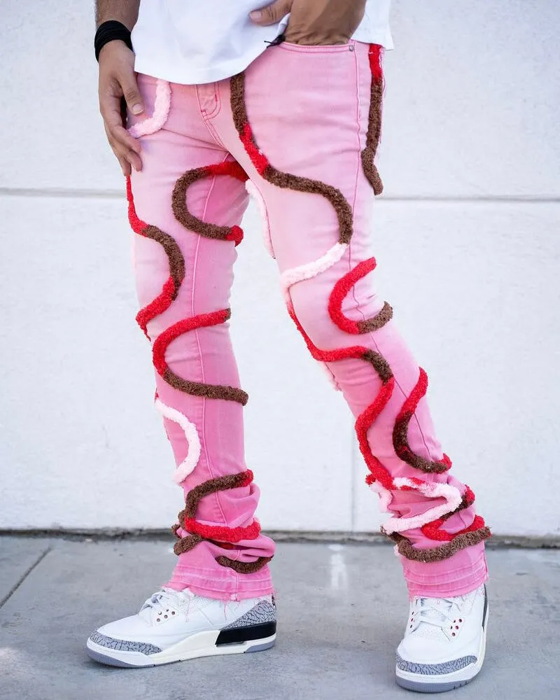 Pink Corda Premium Stacked Jean