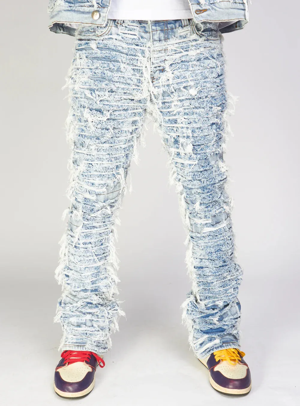 Politics - Debris516  Thrashed Distressed Stack Flare - Blue Wash