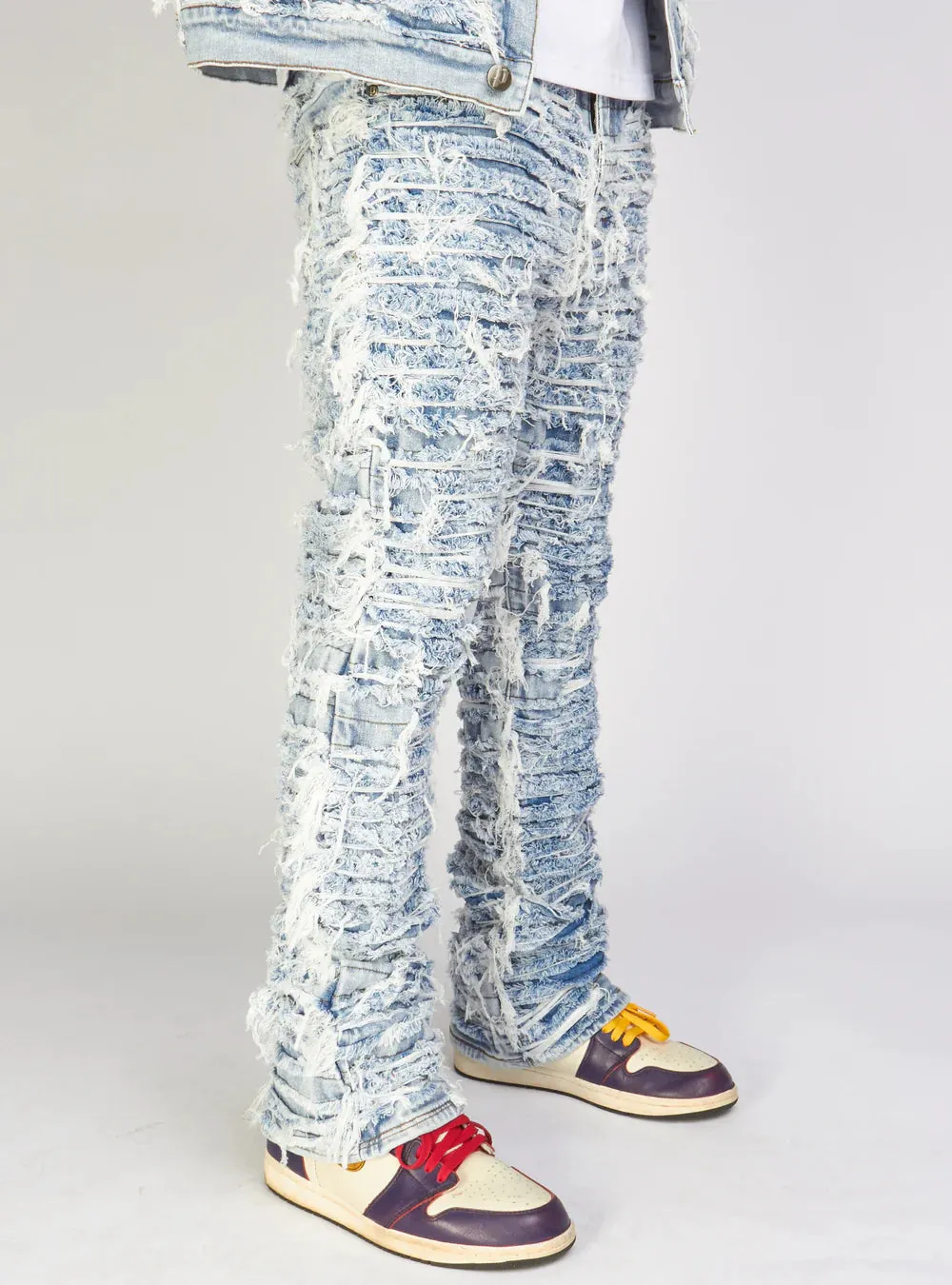 Politics - Debris516  Thrashed Distressed Stack Flare - Blue Wash