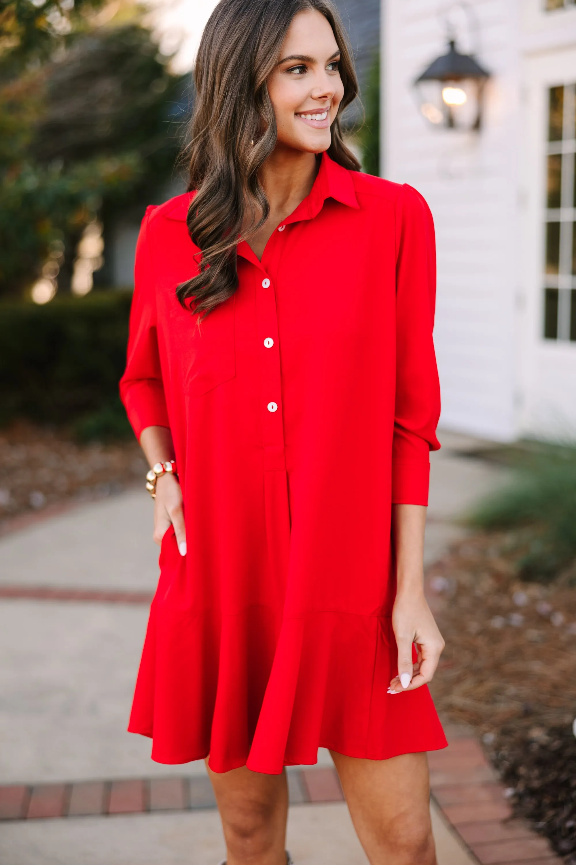 Share Your Story Red Shirt Dress