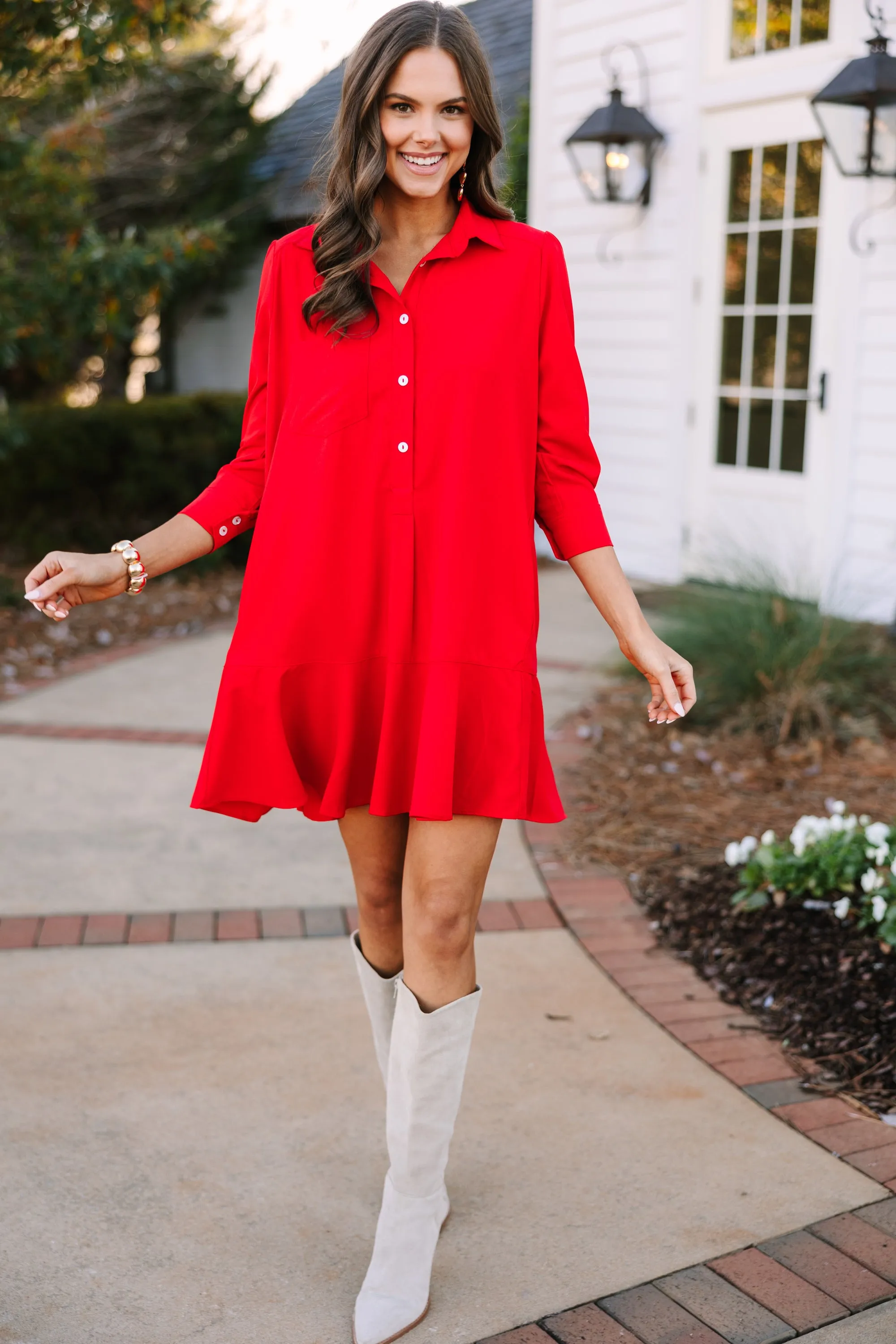 Share Your Story Red Shirt Dress