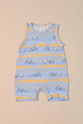 Sleeveless Romper - Grey Animal March