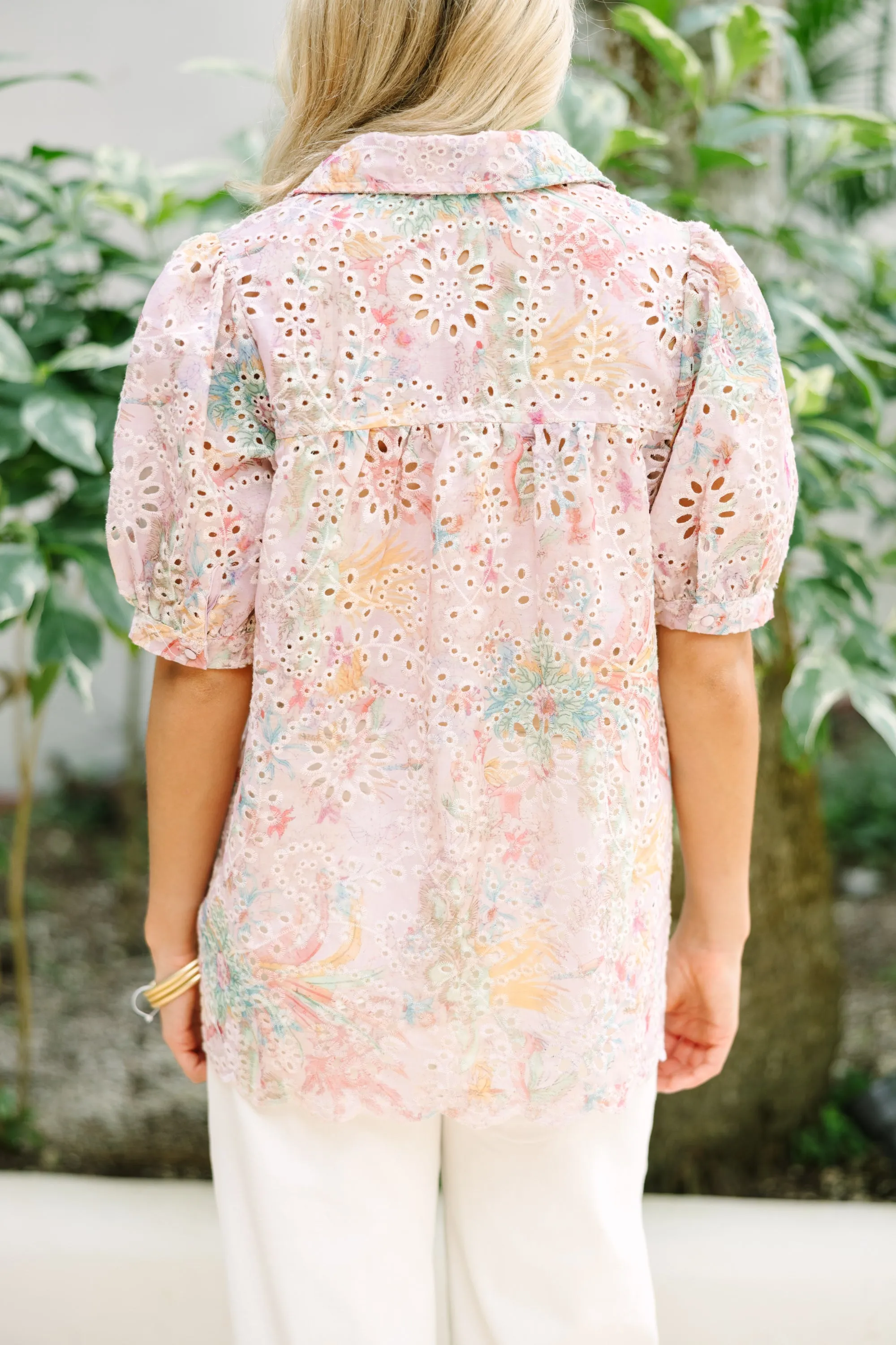 Sounds Of Joy Pink Eyelet Blouse