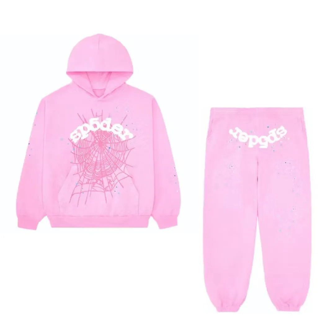 Sp5der OG Web Hoodie Pink Full Set