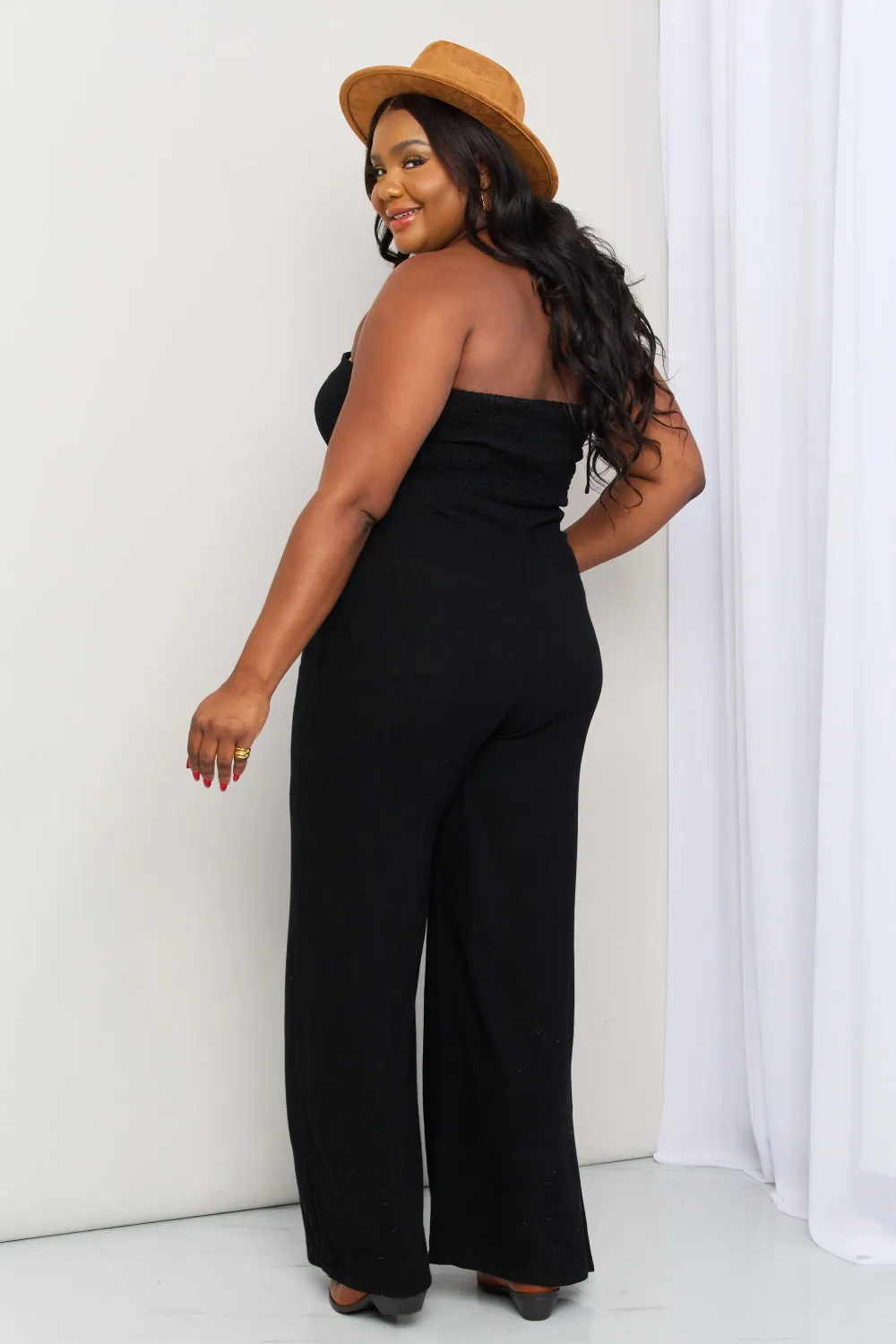 Sunset and Swim Plus Size Halter Neck Wide Leg Jumpsuit with Pockets