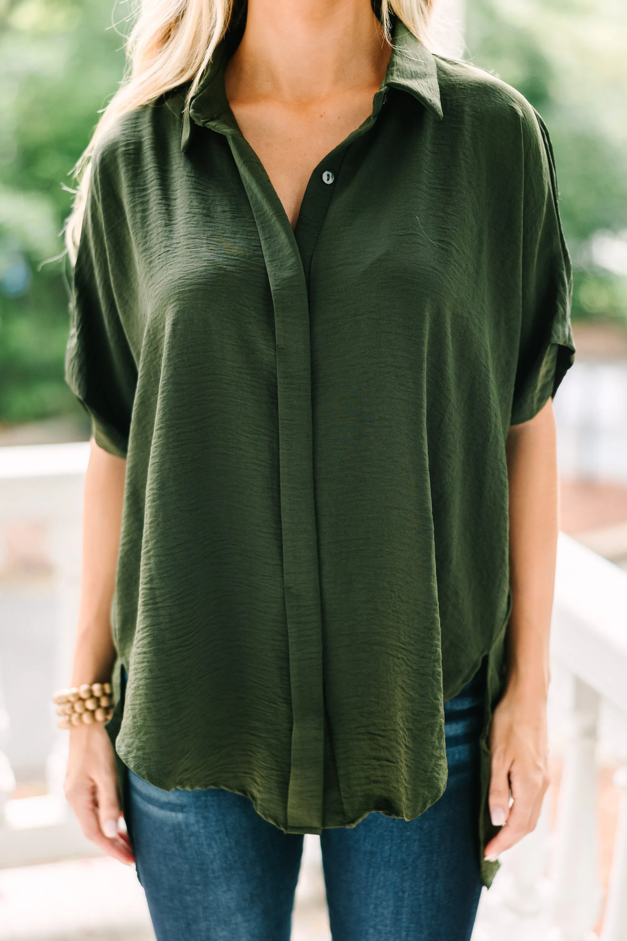 Think It Through Olive Green Top