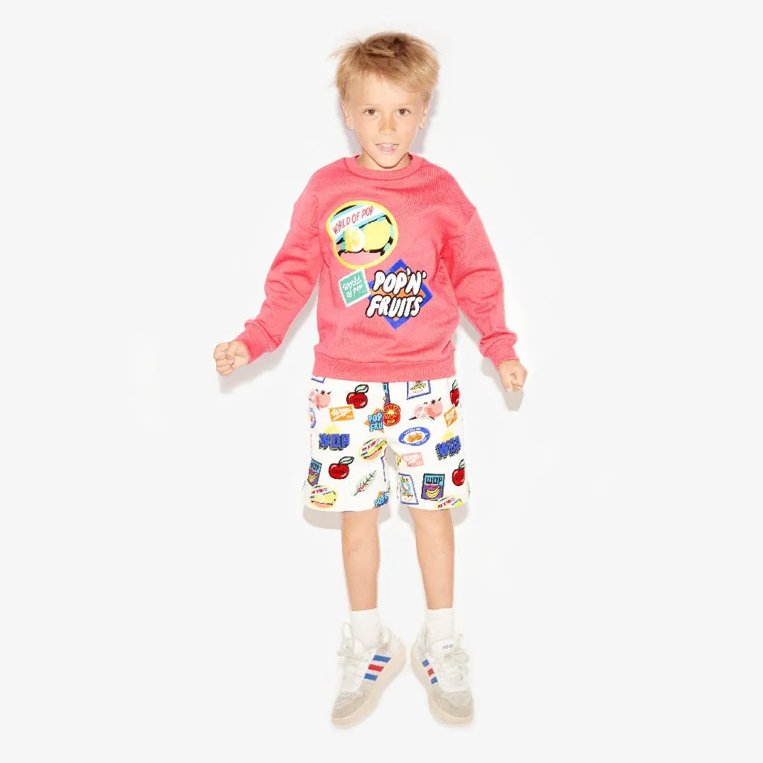 Tutti Frutti" printed shorts for children in organic cotton