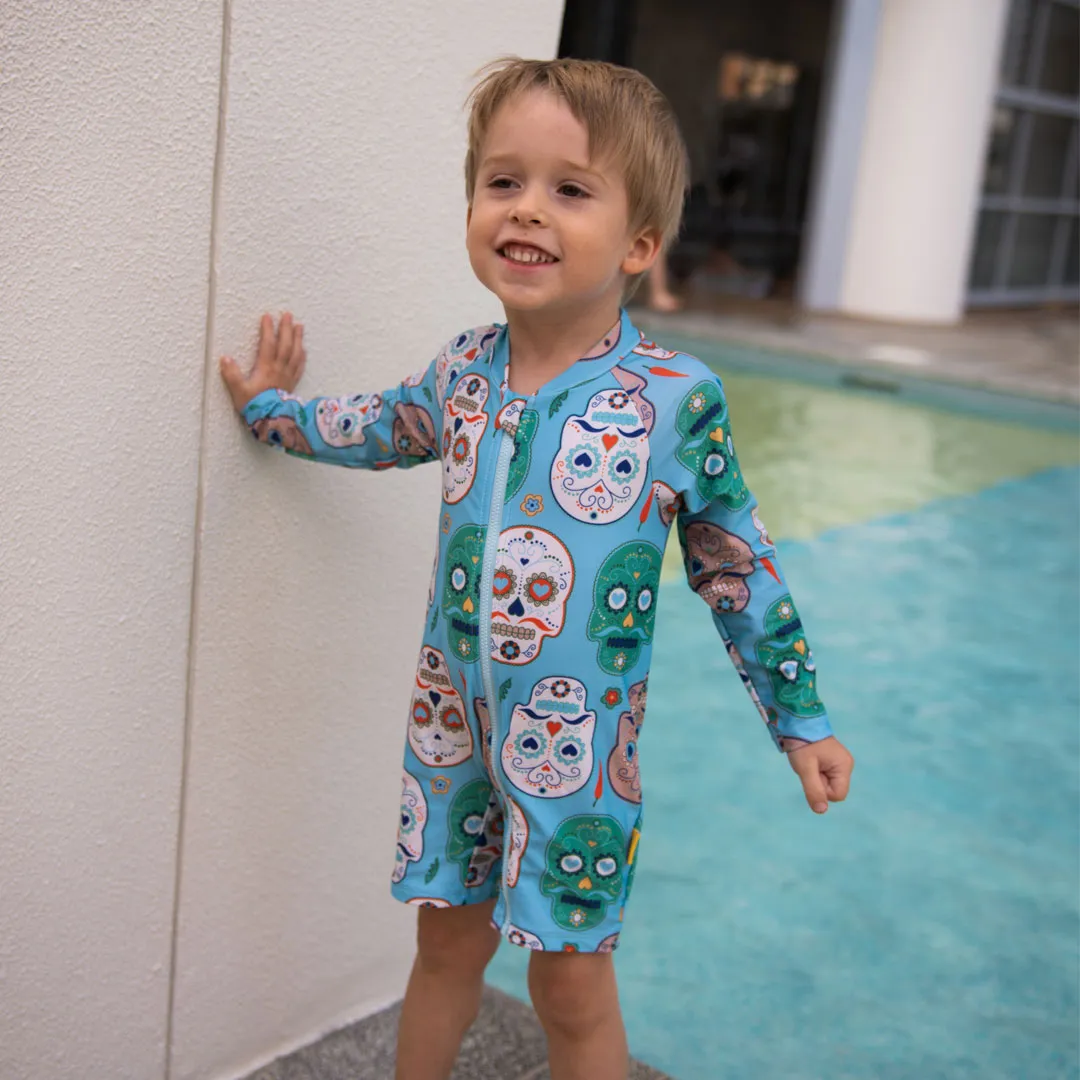 Tyoub Long Sleeve All-In-One Sunsuit Skulls Amigo Kids