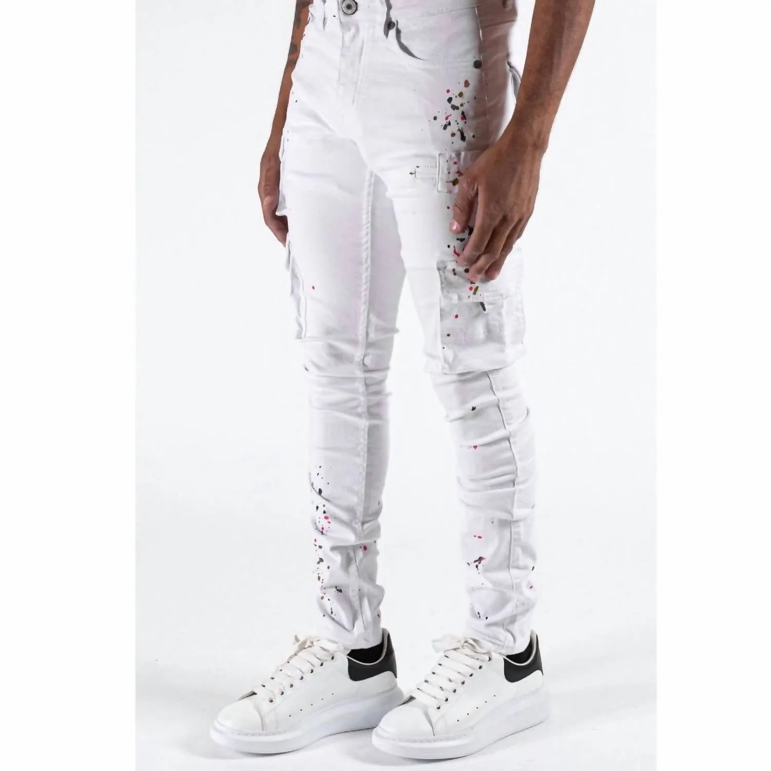 Universe Laws Cargo Jeans In White