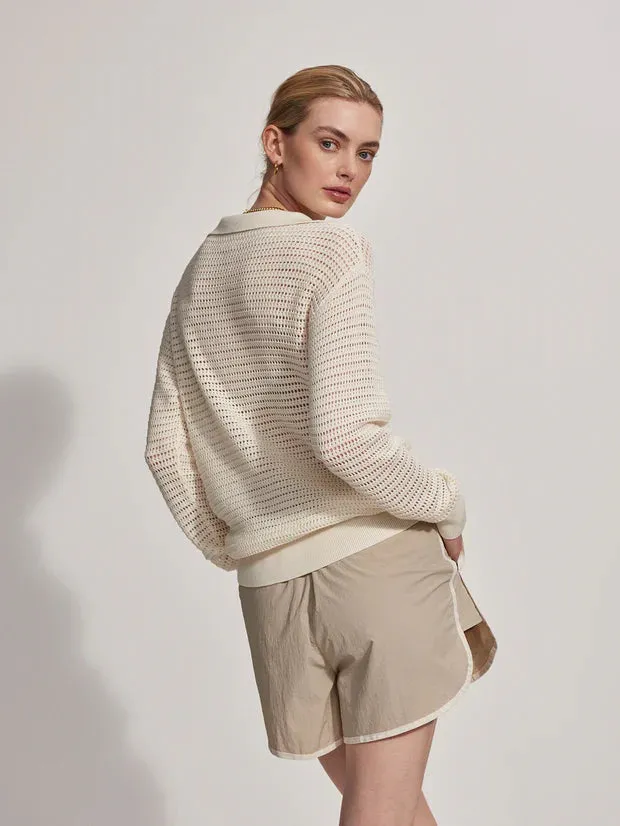 Varley Billie Half Zip Knit - Egret