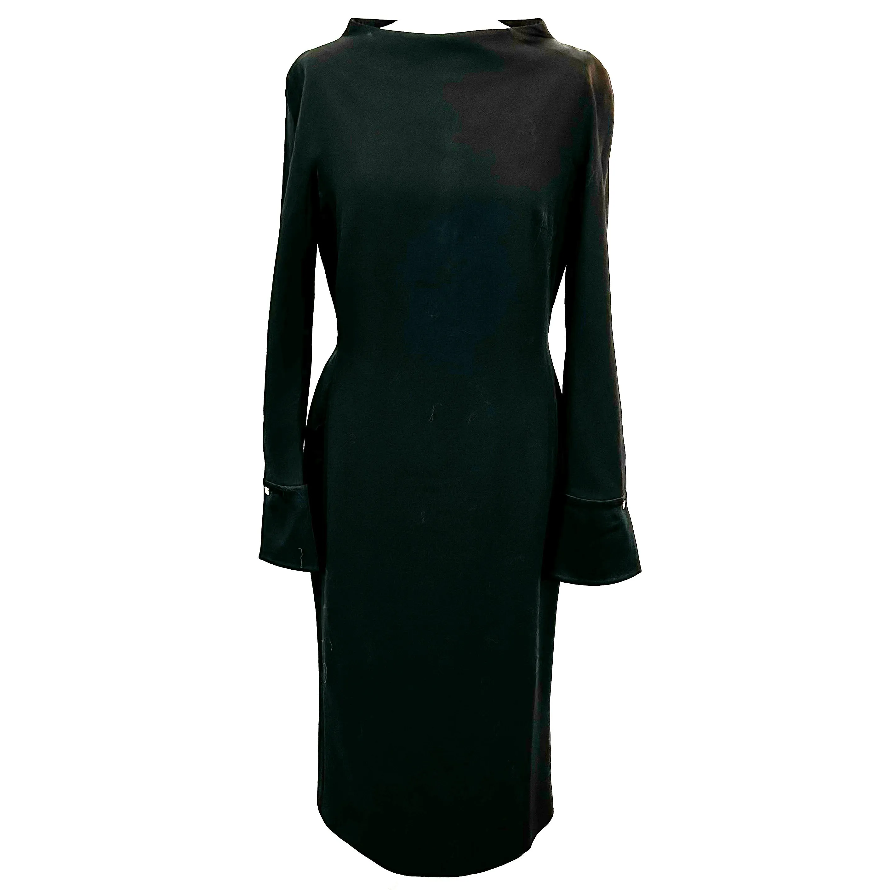 Versace Black Classic Crepe Boat Neck Midi Dress M