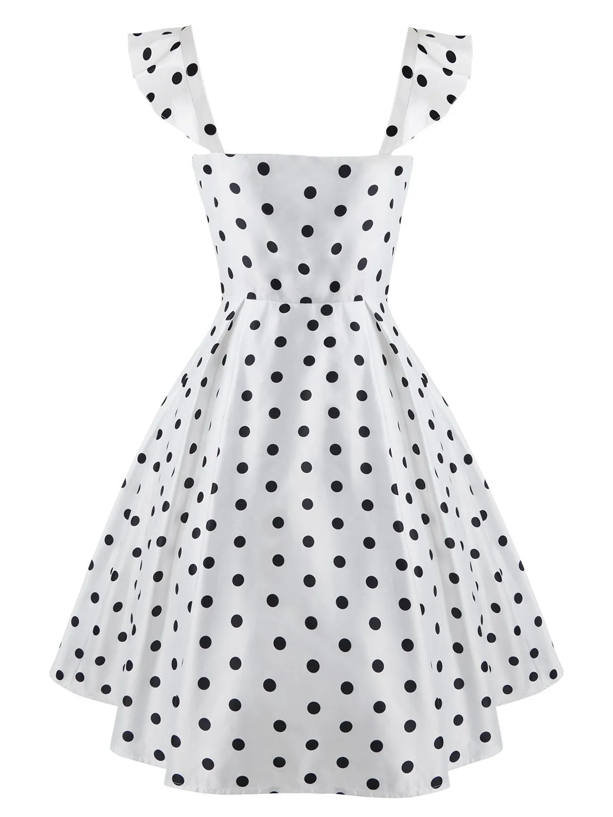 White 1950s Sweetheart Polka Dot Dress