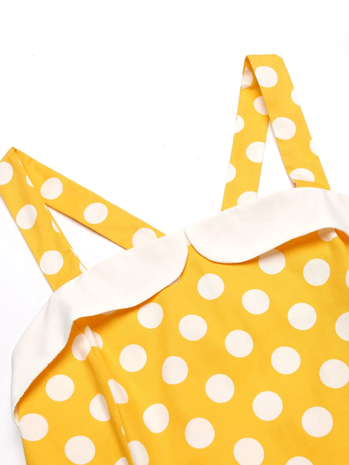 Yellow 1950s Polka Dot Strap Romper